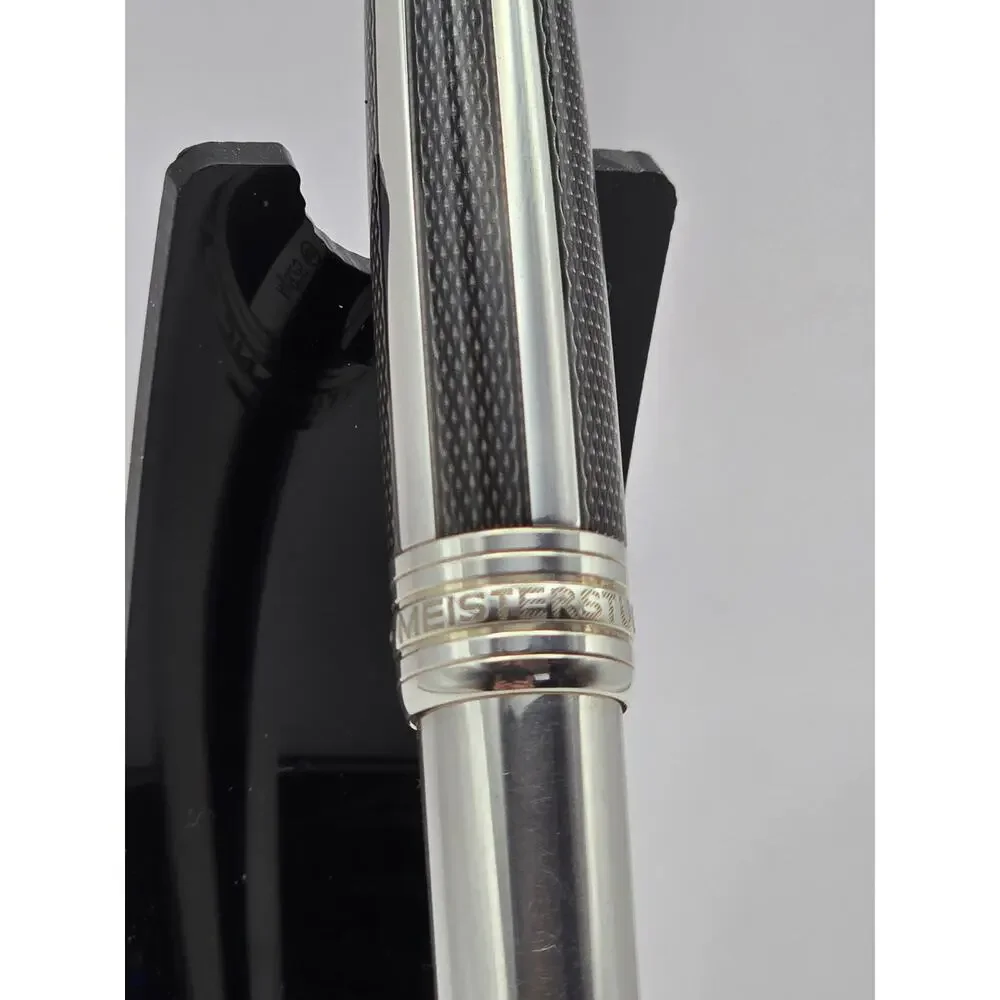 Montblanc 144 Solitaire Silver Fibre Guilloché AG925 Fountain Pen — Fine — Box